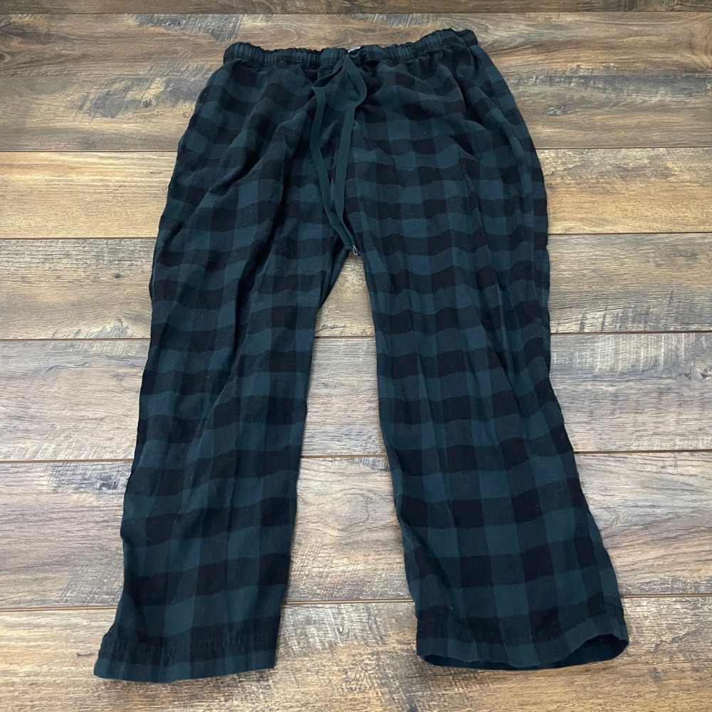 Eddie Bauer Womens Green Black Buffalo Plaid Flannel Pajama Pants Large